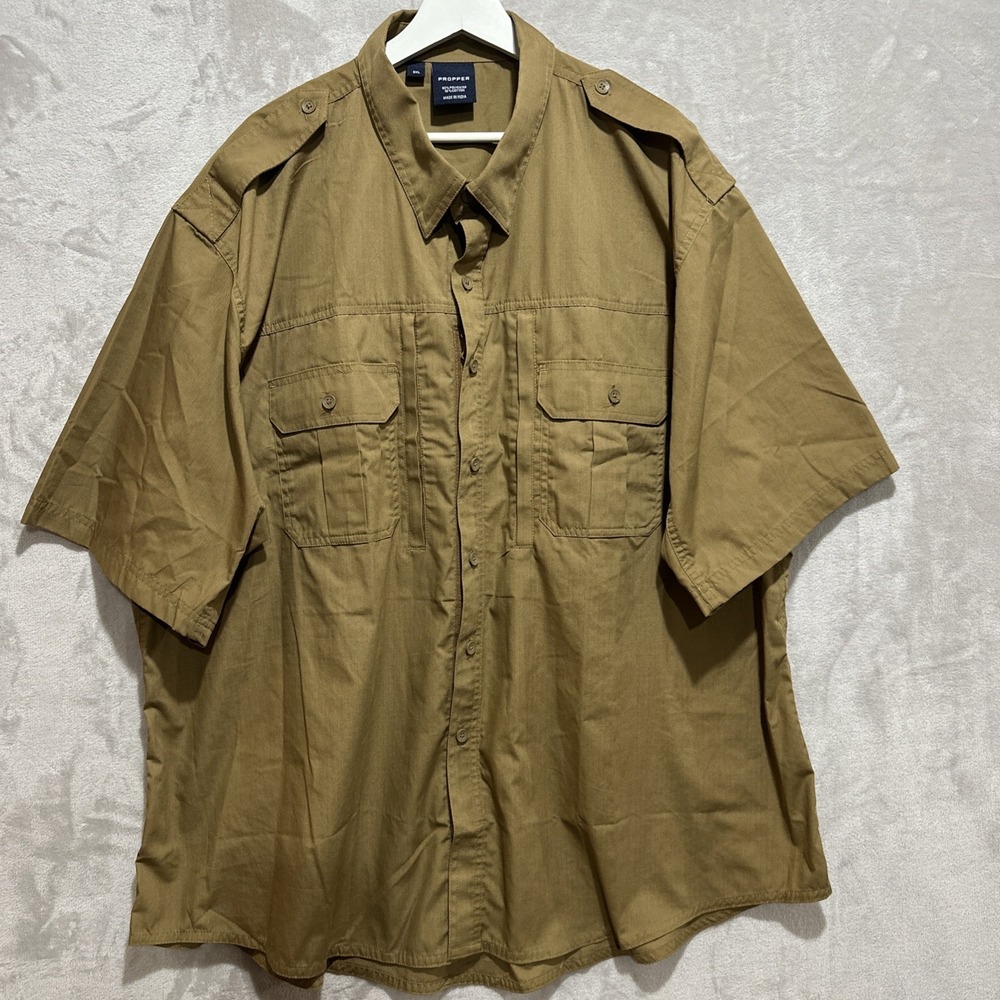 Propper Men's 3XL Brown F5311 Tactical Shirt Button Down Epaulettes on Shoulders